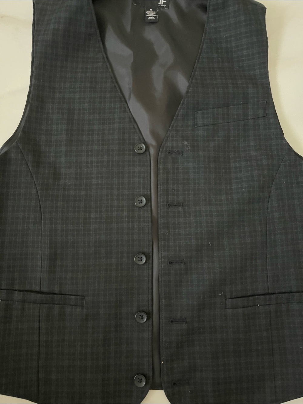 J Ferrar Black Plaid Men's Dress Vest M - Picture 2 of 5
